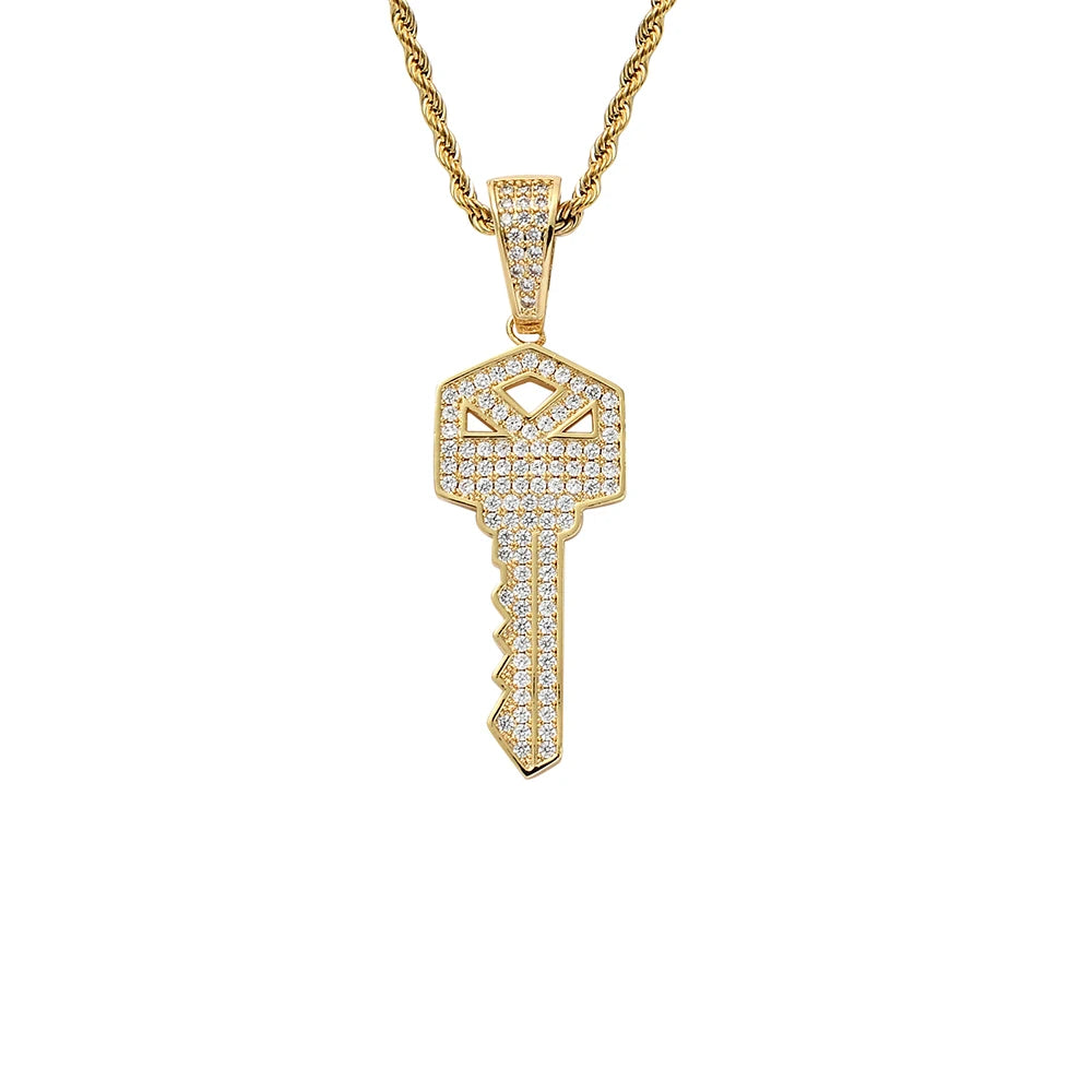 CN315 Bling Bling Brass Zircon Pendants Iced Out Hip Hop Necklace