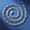 New Luxury Social Gatherings Jewelry 7mm 12mm Chain Solid Silver 925 White Moissanite Green CZ Halo Link Chain Necklace