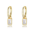 Fine Jewelry Earrings 925 Sterling Silver Diamond Earrings square Zircon Pendant Gold Plated Hoop Earrings for Women