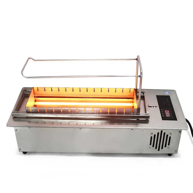 Inlayable Type Carbon Fiber Heating Tube Barbeque Grill Commercial Restaurant Automatic Flip Skewers BBQ Grill