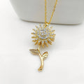 Hot-Sale Rotating Sunflower Necklace Gold Clavicle Chain Relieve Stress Sun Flower Pendant Necklace for Women Jewelry