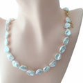 16-20 Inch Fashion Choker AAAA Keshi Baroque Pearl Necklace 100% Freshwater Pearlwidth 10-11MMbrass With 18K Gold Plated Clasp