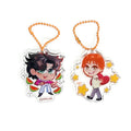 Promotional Glitter Holographic Custom Epoxy Acrylic Cartoon Anime Keychain With Metal Star Ring