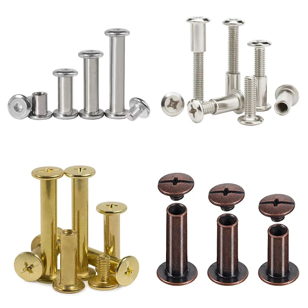 Brass Stud Uxcell M6 Black Plastic Binding M5 X 10Mm Binding Screw Type Post Handbag Hardware 5Mm Nickel Chicago Post Screw