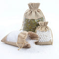 Promotional Jewelry Packing Pouches  Jute Bags with a Single Window Drawstring Linen Storage Bags Gift Packaging Bags