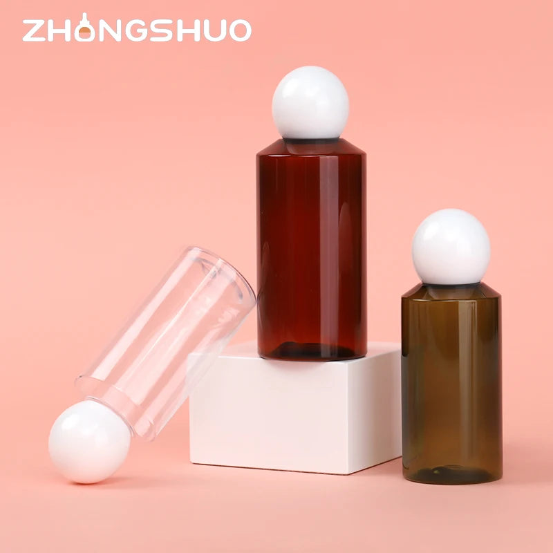Wholesale 100ml 150ml Durable Plastic PET Toner Packaging Bottle with Ball Shape Cap High-End Body Lotion Bottle with Screw Cap