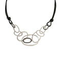 Layered Overlapping Oval Circle  Statement Leather Cord Chunky Women Statement Necklace