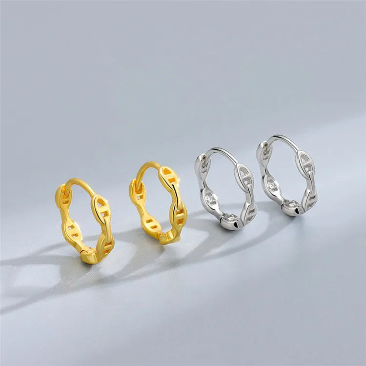 SP Fine Hoops Pig Nose Design 18K Gold Plated 925 Sterling Silver Huggie Hoop Earring for Women