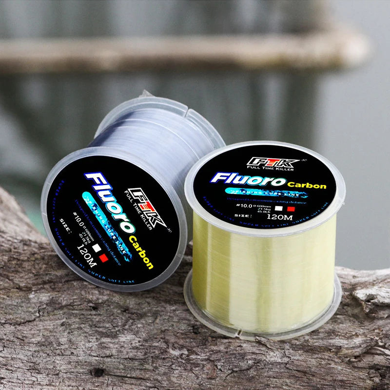Superb 120M Fluorocarbon Coating Fishing Line Customized Hot Sale Nylon Leader for River Lake Stream Fishing