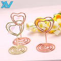Golden Heart Shaped Message Card Holder OEM Design Desk Standing Clips Metal Heart Shaped Memo Holder Clips