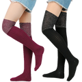 Hot Sale Women's Cotton Thigh Socks Wholesale Fashion Silver Silk High Knee Stockings Wholesale Pile Pile Socks