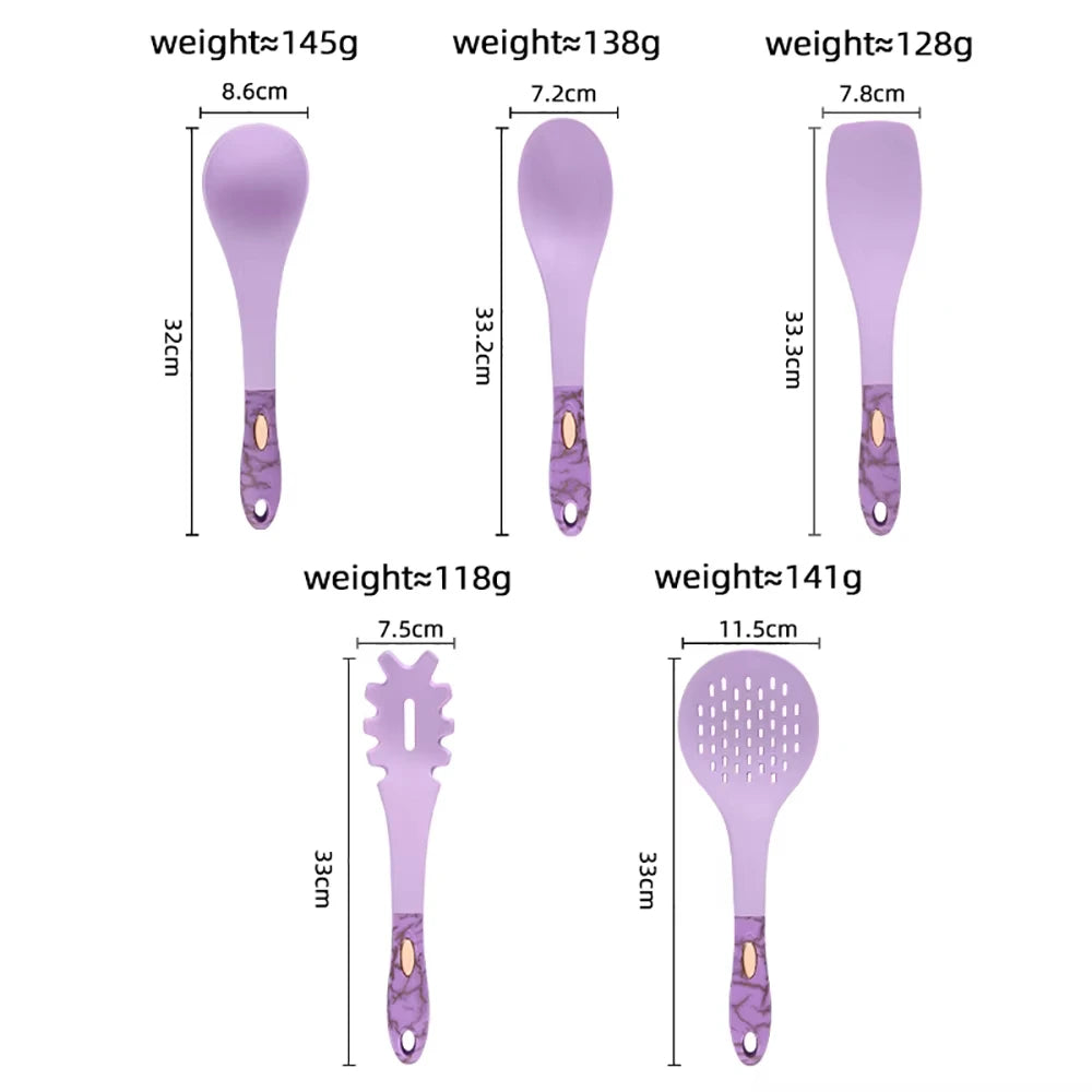 2025 New Model  5 Pack Nordic Green Silicone Spoon Accessories Home Kitchen Modern Design BPA-Free Cooking Office