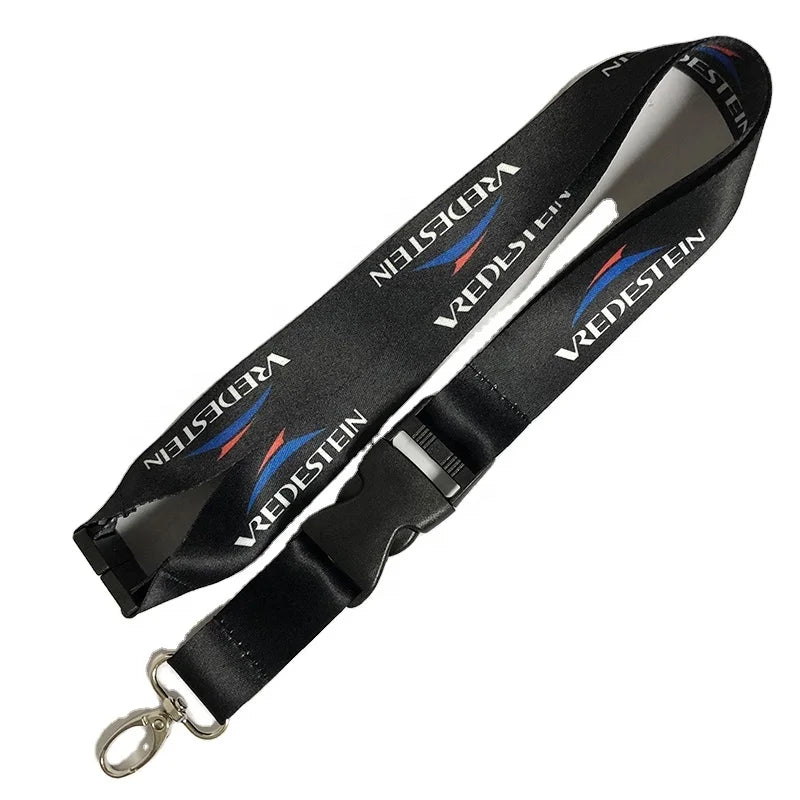 Custom Logo Kids Lanyard Quick Release for Buckle 2cm* 9cm Printed Metal Ribbon Polyester Strap with Hook Accessory