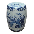 Warehouse Chinese Ceramic Garden Stools Hand Painted Flower Bird  Pattern Blue and White Ceramic Outdoor Stool Online Sale