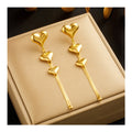 2023 New Trendy Nickel Free Tarnish Free 18k Gold Plated Stainless Steel Heart Tassel Earrings Women