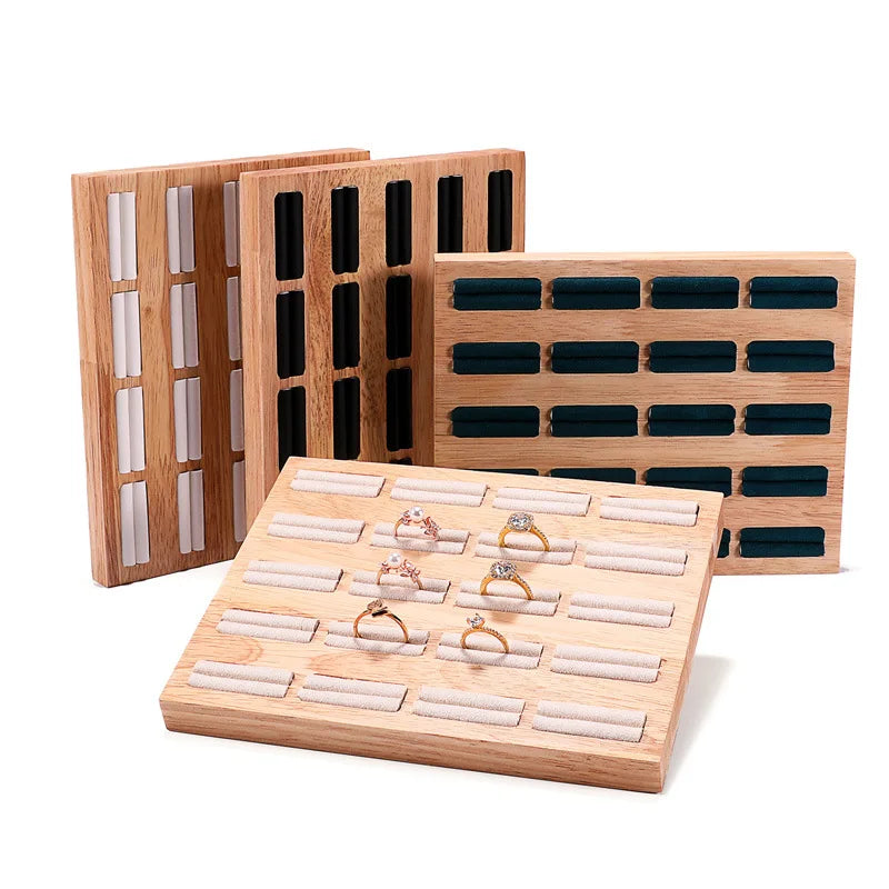 Solid Wood Ring Display Tray Earrings Tray Jewelry Counter Display Props Jewelry Display Rack Earring Tray Ring Holder