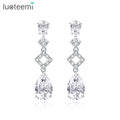 LUOTEEMI Wholesale Bridesmaid Wedding Gift Luxurious Classic Elegant Teardrop Shaped 3A Cubic Zirconia CZ Women Dangle Earrings