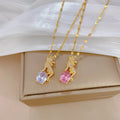 Titanium Steel Full Diamond Leopard Light Luxury Necklace Charm for Women Wedding Engagement Stainless Steel Jewelry