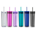 16oz Colorful Skinny Tumbler Plastic Bottle Double Wall Acrylic Tumbler Cups Wholesale Plastic Water Bottles With Lid and Straw