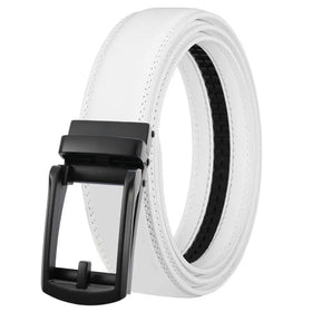 LQbelt 3.1CM Ratchet Belt Black Leather Belt Men's Automatic Buckle Belts for Male Fashion Wholesale