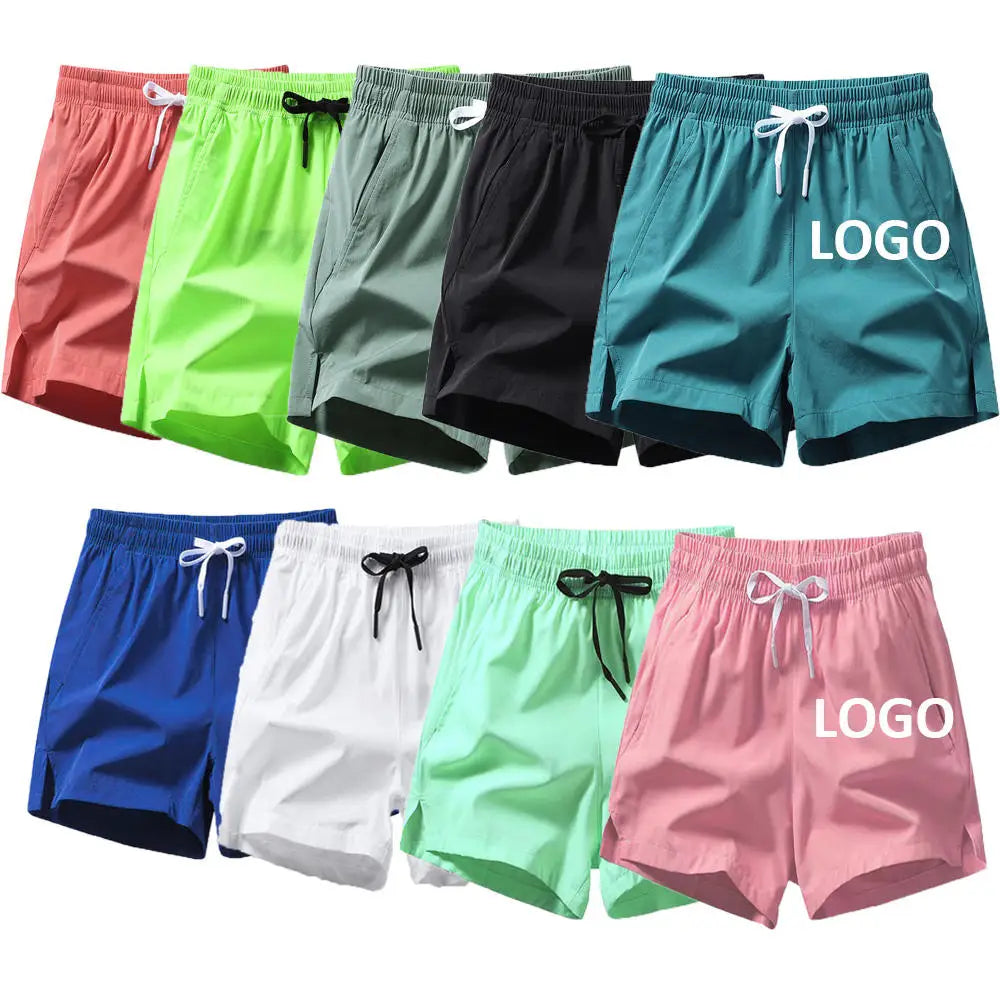 Custom Logo Men's Running Cargo Shorts Elastic Waist Drawstring Closure Eco-Friendly Waterproof Breathable Quick Dry Polyester