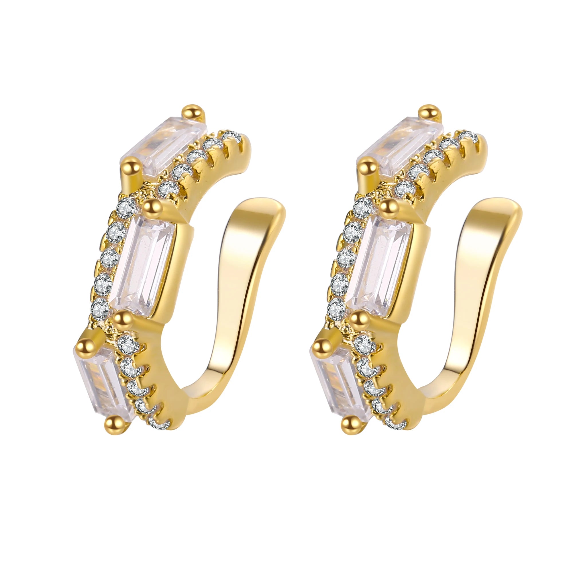 Dubai 18K Gold Earrings Clip Women Diamond Jewelry Fashion Earrings Wholesale