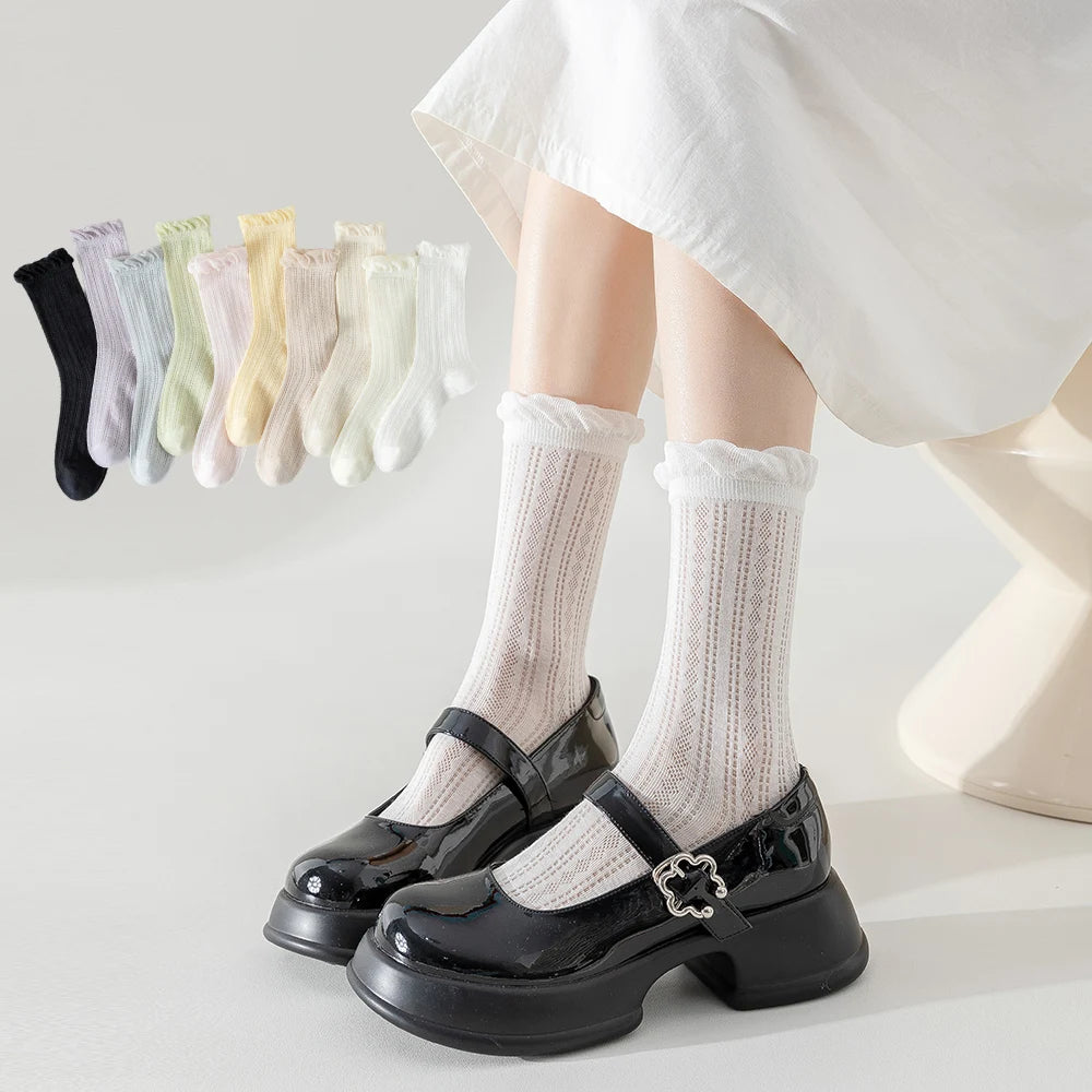 OEM Scrunch Pile up Socks Unisex Original Design logo Stripe Socks JK School Cotton Custom logo Girl Crew Socks