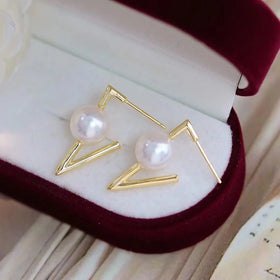 E6512 10-11mm DIY Natural Freshwater Pearl Charm Earrings Mounting Accessory 925 Sterling Silver Gold Plated Jewelry
