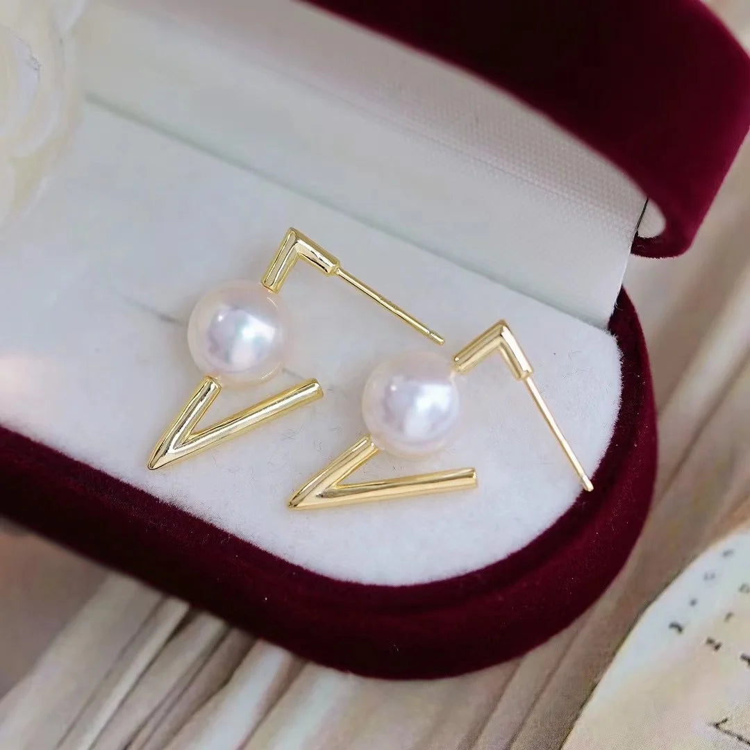 E6512 10-11mm DIY Natural Freshwater Pearl Charm Earrings Mounting Accessory 925 Sterling Silver Gold Plated Jewelry