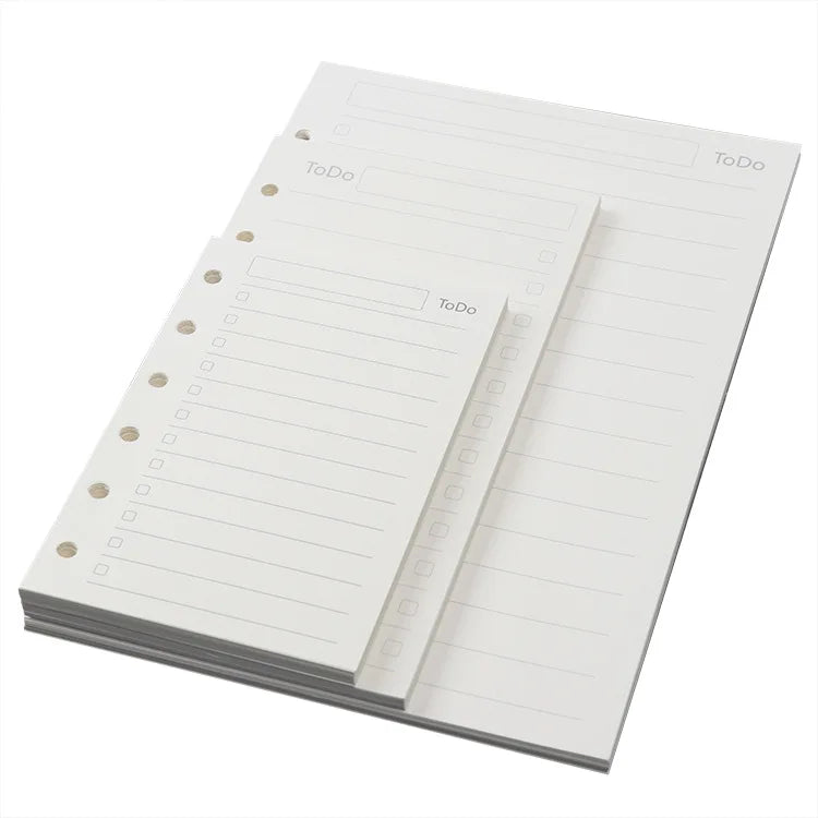 A4 A5 A6 A7 B5 6-Ring Loose Leaf Binder Journal Notebook Refillable Insert Pages White Paper Gift