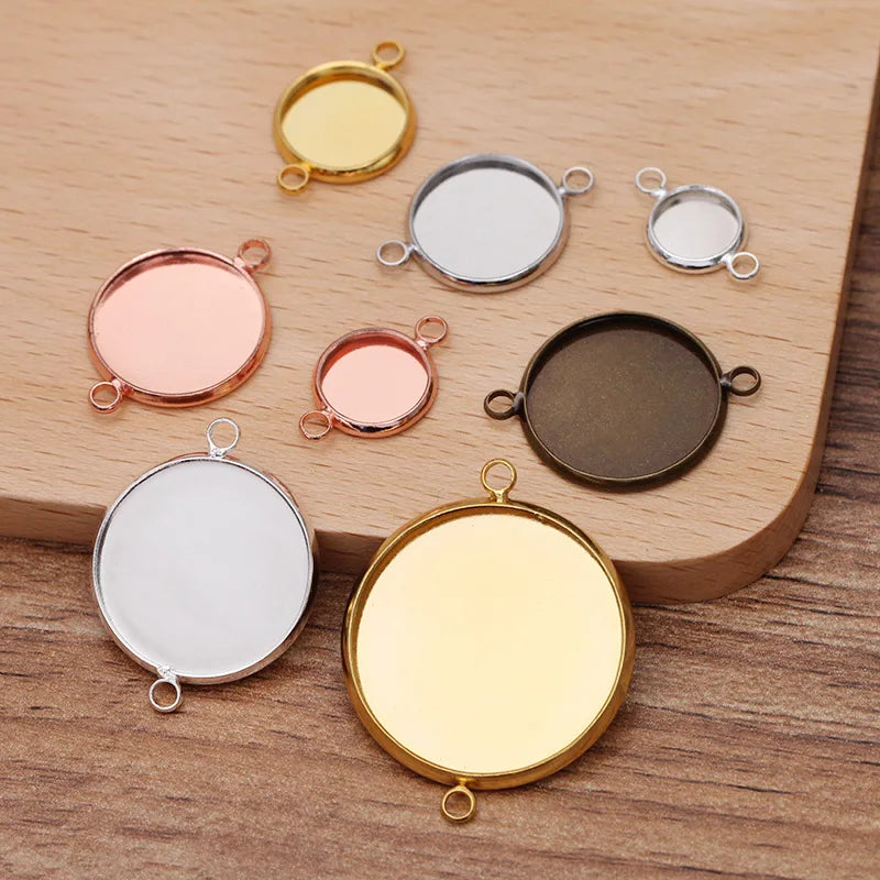 8-25mm Double Loops Round Cabochon Base Tray Bezels Blank Setting Supplies