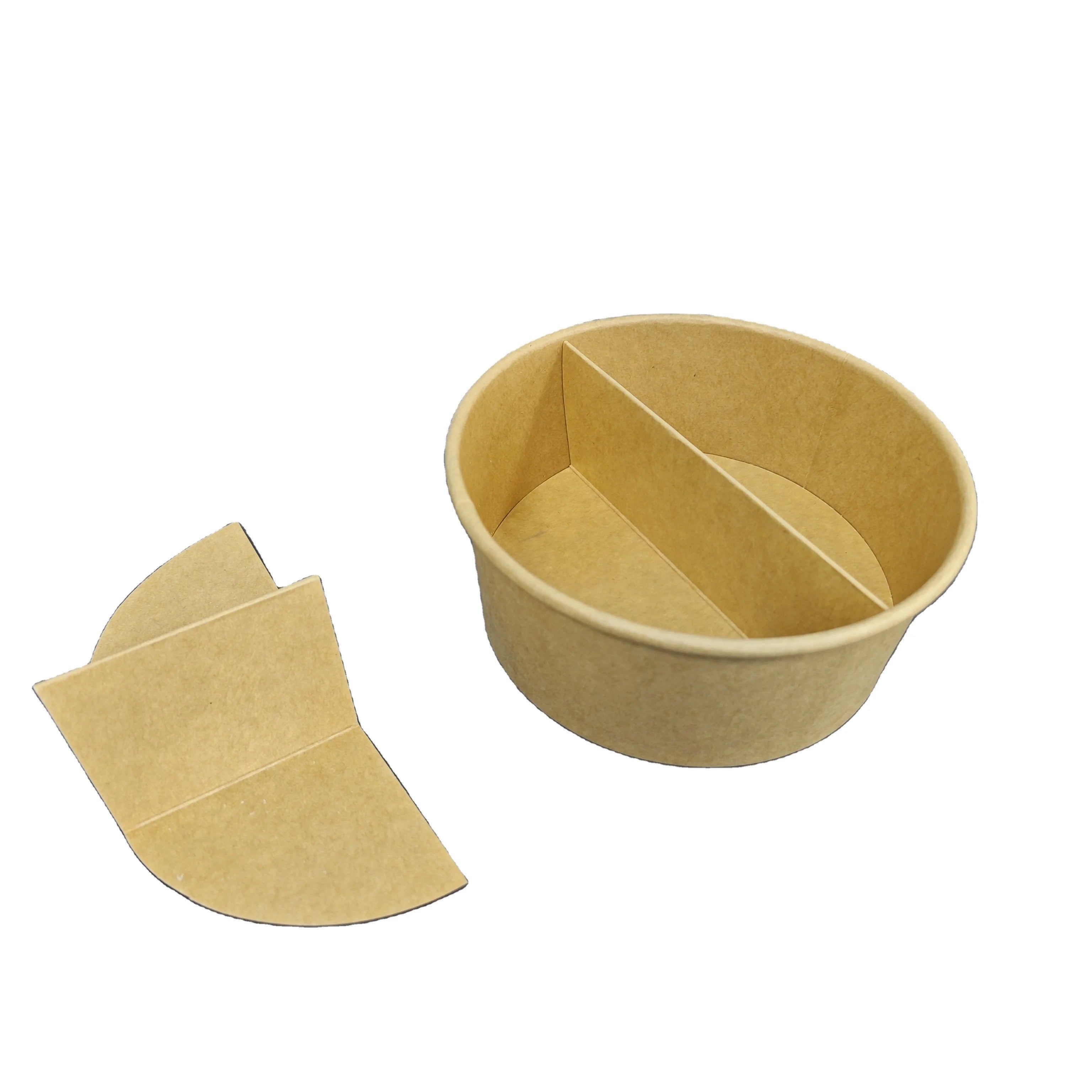 Greentop Customizable Disposable Biodegradable Kraft Paper Bowl Food Grade Recyclable Tableware Salad Bowl With Separator