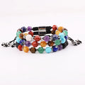 New Design Factory Making Faceted Natural 7 Chakra Stone Reki Gemstone  Energy Stone Stainless Steel Beads Custom Logo Bracelet