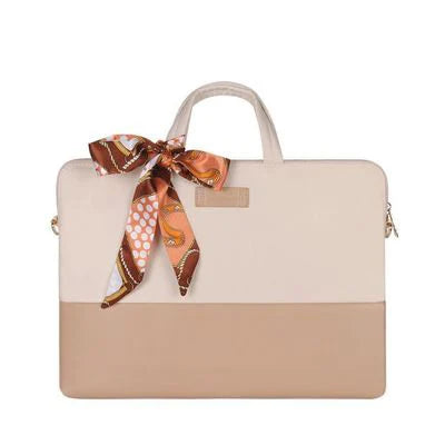 Wholesale Vegan Leather Laptop Tote Bag with Scarf for Business Laptop PU Sleeve Bag for Macbook and Matebook14