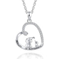 CAOSHI Simple Style Trend Heart Shaped Elephant Design Zircon Necklace for Mother Day's Silver Plated CZ Pendant Necklaces Women