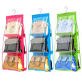 New Design Household Dustproof Hanging Organizer Closet Storages Bag Foldable Nonwoven 6 Pockets Handbag Storage