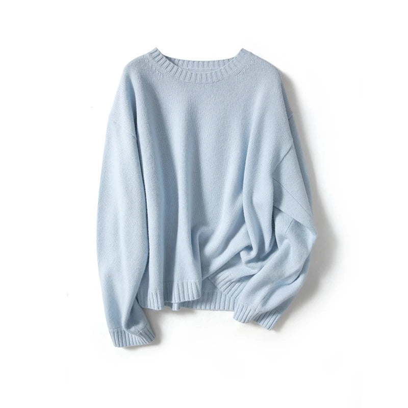 Factory Manufacture Casual Crew Neck O-Neck Sweater for Women 100% Organic Cashmere Knitting