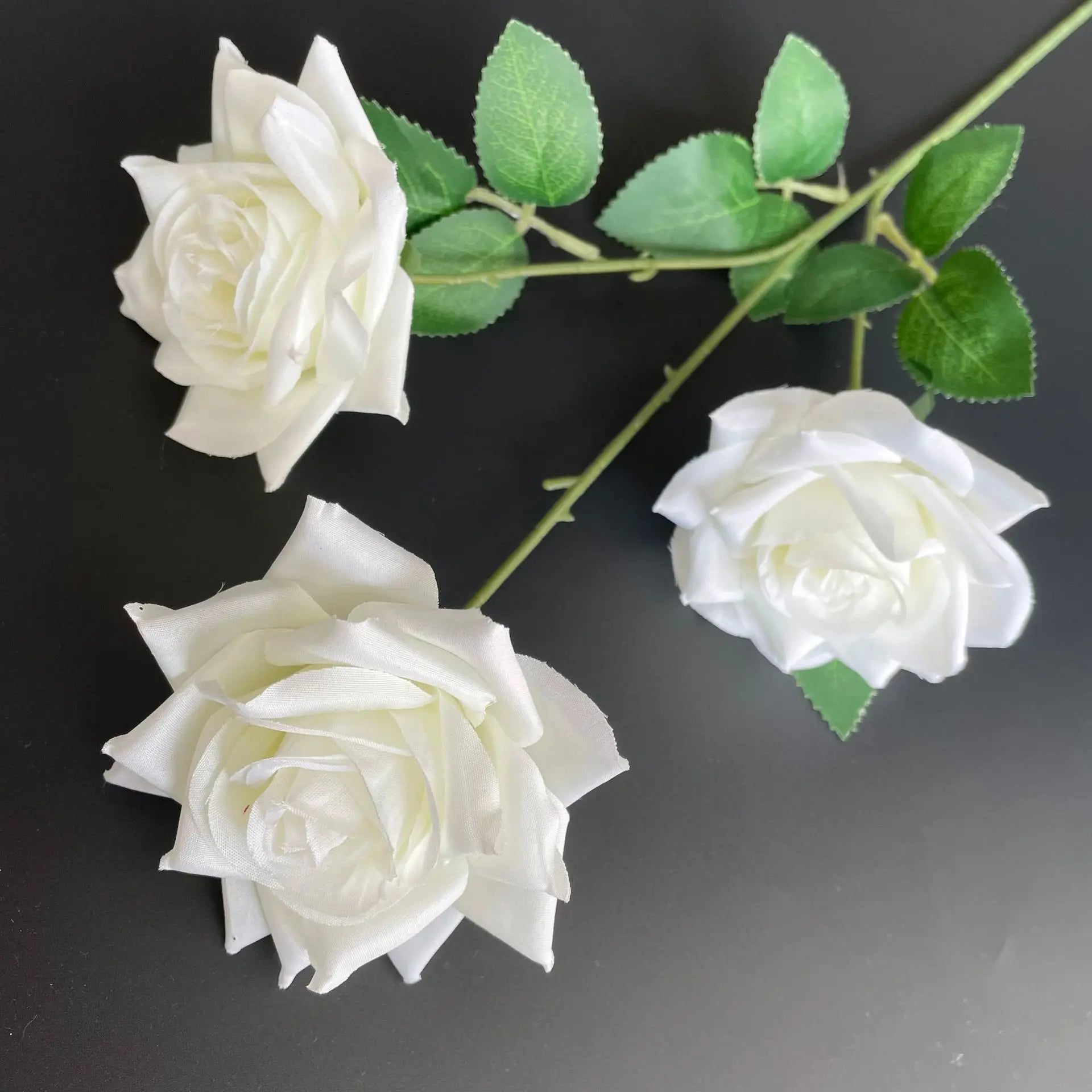 Decoration White Artificial Flowers 3 Heads Silk Flower Rose Bouquet  for Wedding Decoration