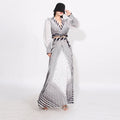 2025 Spring Summer Stylish Striped Lace-up Shirt High-waisted Knee-length Skirt Suit New Commuter Two-piece Set Polyester Fabric