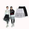 Ecowalson Lace Floral Fake Skirts for Women Shirt Extenders Adjustable Fake Top Lower Sweep Fake Hem Detachable Waist Underskirt