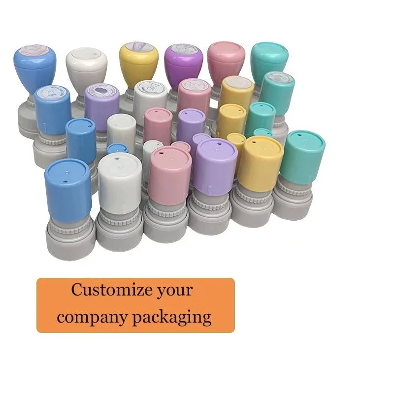 SK Series Round Dual Foams Pre Inked Flash Stamps for Teacher Kids Student Office Sello Handle Case Shell Holder