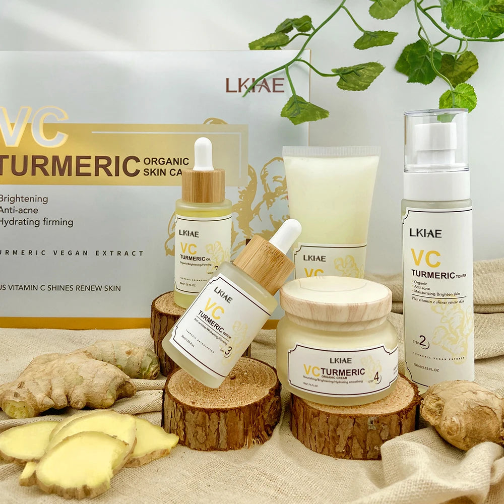 Private Label LKIAE Oem Facial Care Self Care Set Vitamin C Ginger Organic Skin Products Set Skincare Set for Women