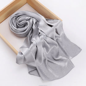 2023 New Textured Silk Hijab Crepe Crinkle Soft Satin Shawl Scarf for Women Ladies Muslim Department Tudung Malaysia Style