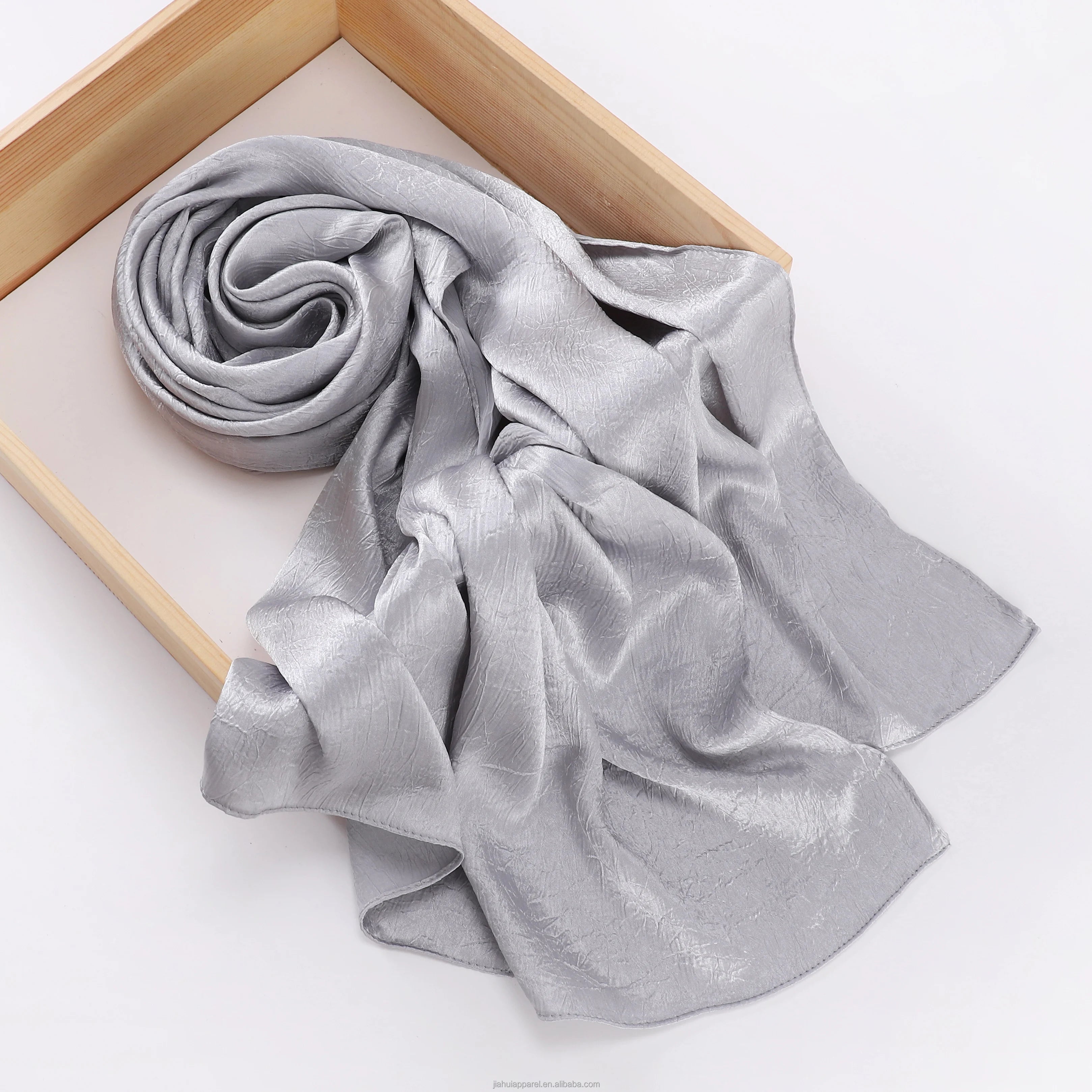 2023 New Textured Silk Hijab Crepe Crinkle Soft Satin Shawl Scarf for Women Ladies Muslim Department Tudung Malaysia Style