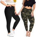 Custom Logo High Waist Black Leggings Plus Size Workout Pants Elastic Waist Closure Solid Daily Sport Gym Fitness Leggings
