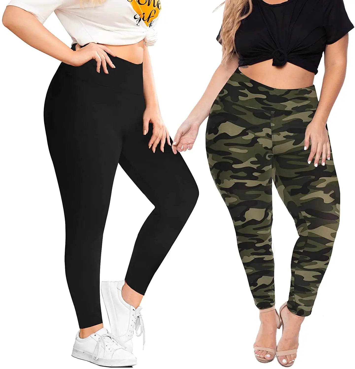 Custom Logo High Waist Black Leggings Plus Size Workout Pants Elastic Waist Closure Solid Daily Sport Gym Fitness Leggings