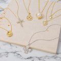 NZA-A Minimalist Freshwater Pearl Gold Plated 925 Sterling Silver Pendant Cross Heart Necklace with 40+6cm Extender for Women