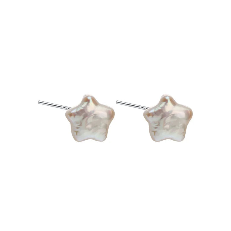 NEW DESIGN Star Ear Studs  925 Sterling Silver Freshwater Pearl Stud Earrings for Women