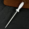 Honing Steel Coarse 10" White Handle Butcher Steel Sharpener Premium Round Sharpening Steel