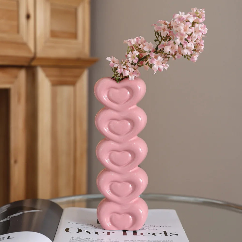 Vase Ceramic Exquisite Ornament Ins Style High Beauty Valentine's Day Flower Arrangement Vase